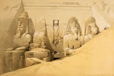 Vorderansicht des Großen Tempels von Abu Simbel, Nubien, Ägypten, 1849