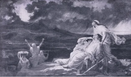 Herculaneum: Der Ausbruch des Vesuvs, Illustration aus The Worlds Library of Best Books, ca. 1940