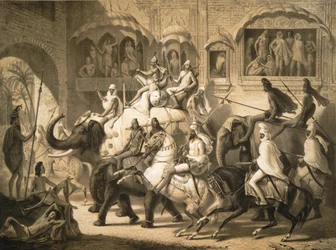 Eine Straße in Lahore (März 1842)