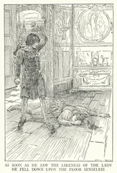 Sobald er das Abbild der Dame sah, fiel er bewusstlos zu Boden