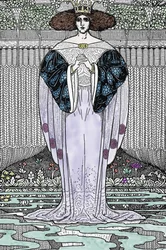 Darstellung der Dame vom See (Nimue, Viviane) Illustration von Louis Rhead (1858-1926) für „König Arthur und seine Ritter“