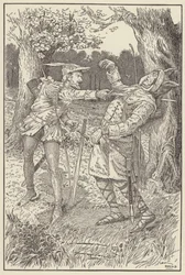 Robin stieß seine Klinge durch Sir Guys Körper