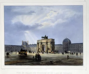 Palais des Tuilerien und Arc de Triomphe du Carrousel - in „Paris en 1837“ von Arnout