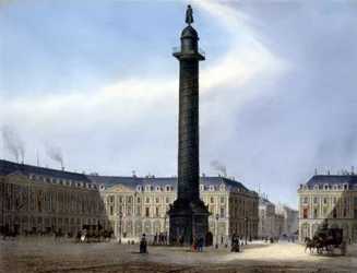 Ansicht der Säule und des Place Vendôme - in „Paris en 1837“ von Arnout