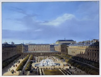 Ansicht des Gartens des Königspalastes - in „Paris im Jahr 1837“ von Arnout