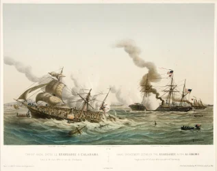 Seeschlacht zwischen der Kearsage und der Alabama, veröffentlicht 1864