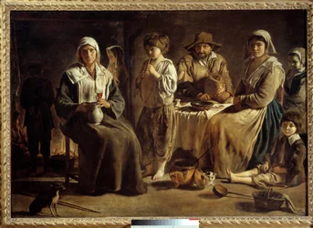 Eine Bauernfamilie in einem Innenraum, 1642, 1,13 x 1,59 m, Paris, Musée du Louvre