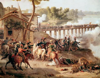 Napoleon Bonaparte gibt Befehle während der Schlacht von Lodi