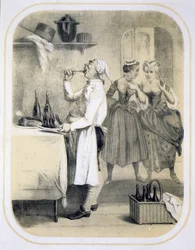 Völlerei in der Küche, aus einer Serie von Drucken, die die sieben Todsünden darstellen, um 1850