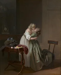 Zwei junge Frauen küssen sich, ca. 1790-1794