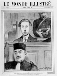 Urteilszene. Eugene Cottin, der Angreifer von Georges Benjamin Clemenceau, erschien vor dem 3. Kriegsrat (Skizze des Publikums von Louis Malteste) - in Le Monde Illustré vom 15.02.1919