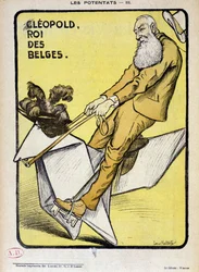 Karikaturporträt von Leopold, König der Belgier, auf einem Papierpferd