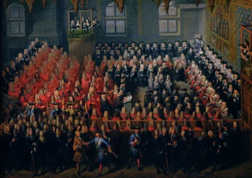 Bett der Gerechtigkeit gehalten im Parlement de Paris, 12. September 1715