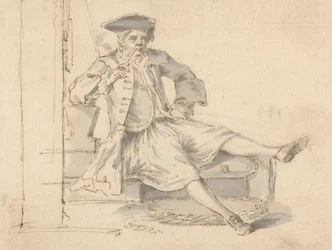 Rauchender Marineoffizier im Sitzen