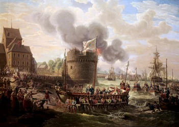 König Louis XVI. besucht die Arbeiten im Hafen von Cherbourg am 23.06.1786