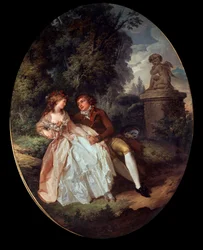 Galante Szene (mit Amor). Gemälde von Louis Trinquesse (1746-1800) 18. Jahrhundert Tours, Musée des Beaux-Arts