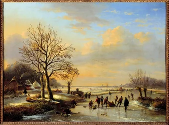 Schlittschuhläufer. Gemälde von Louis Verwee (1807-1877)
