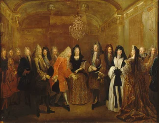 Ludwig XIV. empfängt Prinz August, den zukünftigen König von Polen und Kurfürsten von Sachsen, ca. 1714