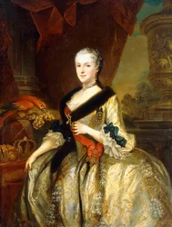 Porträt von Maria Josepha, Königin von Polen, stehend in Dreiviertellänge