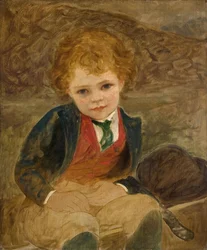 Studie eines Jungen, der in einer Schubkarre sitzt, 1890