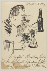 Lovis Corinth an Carl Strathmann: Postkarte, Poststempel 20. April 1903