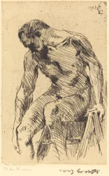 Sitzender männlicher Akt, 1908