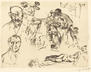 Skizzen von Männern, einschließlich Max Liebermann
