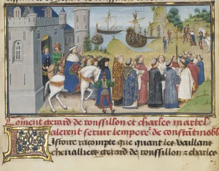 Der byzantinische Kaiser begrüßt Roussillon und Martel