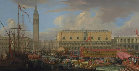 Der Bucintoro verlässt das Bacino di San Marco