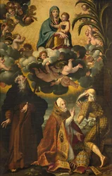 Altar des Heiligen Antonius, Madonna und Kind mit den Heiligen Antonius Abt, Paulus Eremit und Papst Gregor XIV