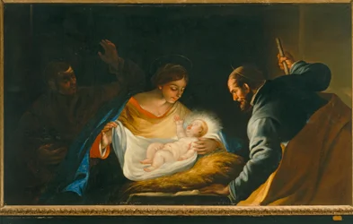 Geburt Christi mit einem Priester