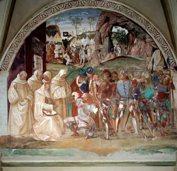 Benedikt entlarvt die List von Totila, König der Goten, um seine Hellseherei zu testen