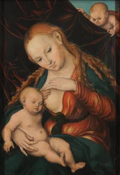 Madonna, dem Christkind die Brust reichend