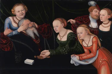 Alter Mann von Kurtisanen verführt, ca. 1537