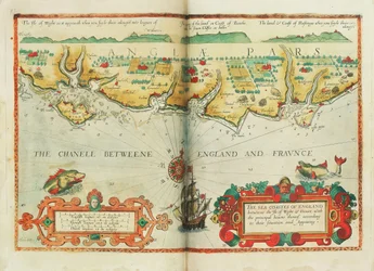 Die Seeküsten Englands zwischen der Isle of Wight und Dover, mit den wichtigsten Häfen davon gemäß ihrer Lage und Erscheinung, ca. 1588