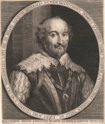 Excellentissimus Dominus, D. Joannes, Comes Nassouiæ, Cattinelli Boci, vianden Dietz & c. Eques Aurei Vellieris. S.Ma. Cæs. Mareschallus Cath. Reg. in Belgio Equitum Generalis & c.