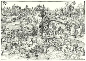 Hirschjagd in einem Hirschpark oder Landschaft