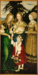 Heilige Dorothea, Heilige Agnes und Heilige Kunigunde, (Detail)