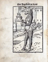 Der Bapstesel zu Rom, von Lucas Cranach dem Älteren (1472-1553). Holzschnitt
