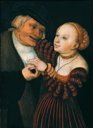Der Alte und das Mädchen, c.1530 (Öl auf Leinwand)
