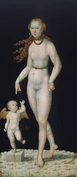 Venus und Amor, auf Tafel gemalt