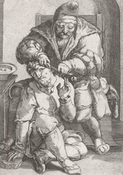 Chirurg des 17. Jahrhunderts behandelt das Ohr eines Patienten