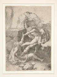 Kain tötet Abel, aus der Geschichte von Adam und Eva