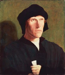 Porträt eines 38-jährigen Mannes, ca. 1521, von Lucas van Leyden (1494 ca. 1533)