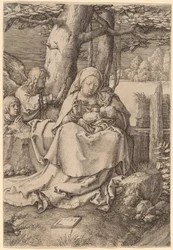 Die Jungfrau und das Kind mit zwei Engeln