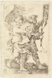 Zwei Jungen mit Helm und Standarte, 1527