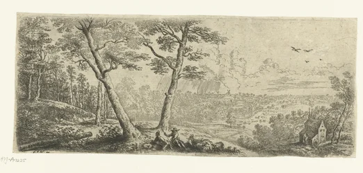 Landschaft mit zwei sich unterhaltenden Männern