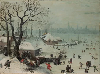 Winterlandschaft mit Schneefall bei Antwerpen