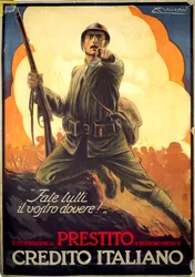 Italienisches WWI-Propagandaposter zur Werbung für Kriegsanleihen