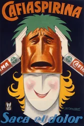 Poster aus Argentinien zur Werbung für Cafiaspirina Aspirin